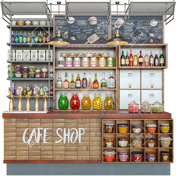 Cafe Counter with Detailed Render 3D model image 1