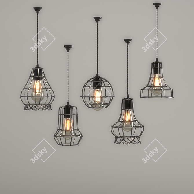 Versatile Pendant Light Set: Five Unique Styles 3D model image 1