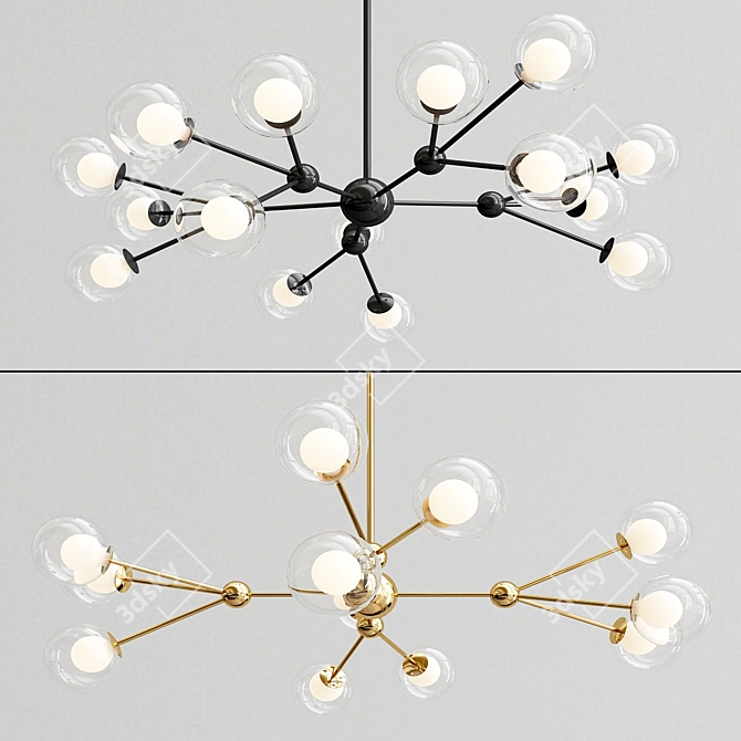 Kaver Shot Chandelier: Modern Design, LED Lights 3D model image 2