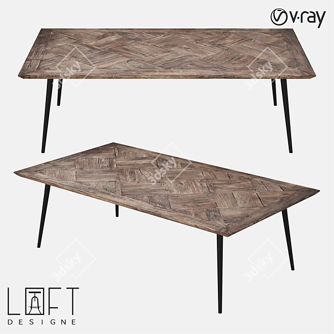 Vintage Industrial Coffee Table 3D model image 1