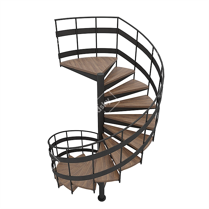 Modern Spiral Staircase 3D model image 3