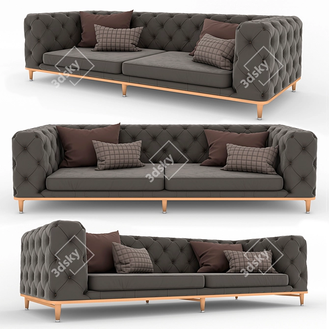 Elegant Capitone Sofa: Perfect for PBR 3D model image 2