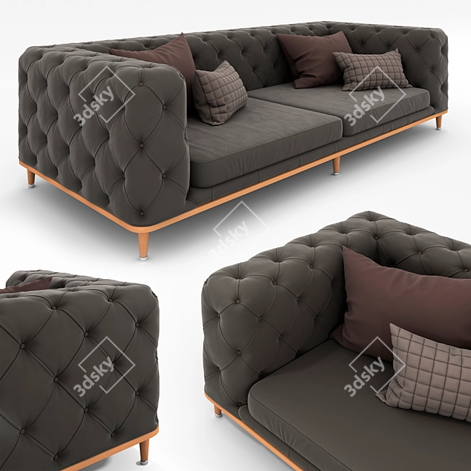 Elegant Capitone Sofa: Perfect for PBR 3D model image 1
