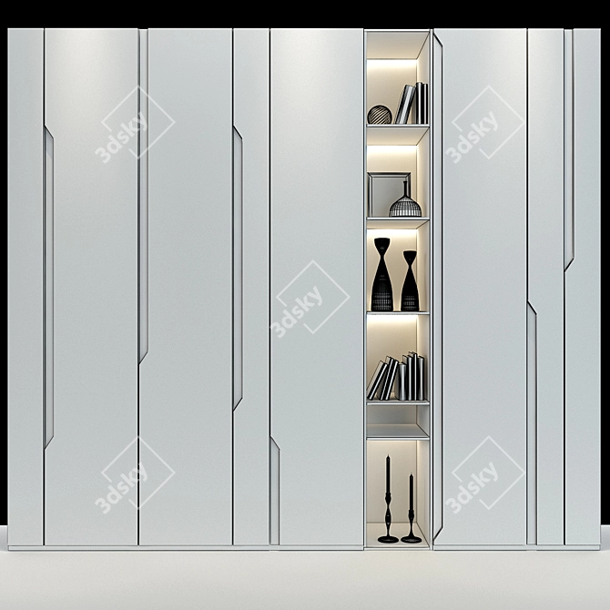 Sleek White Storage Cabinet 3D model image 3