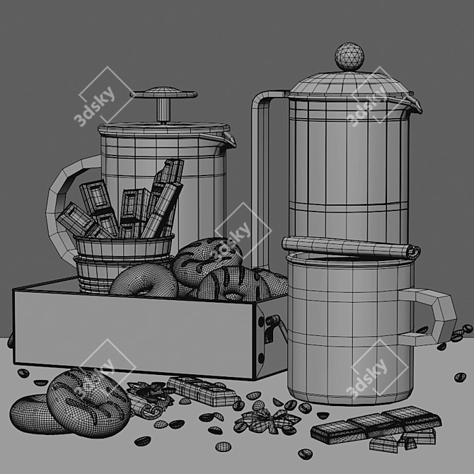 Sleek 3-Piece Coffee Set 3D model image 5