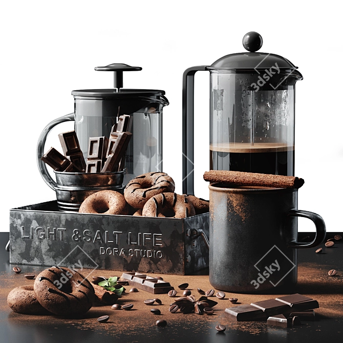 Sleek 3-Piece Coffee Set 3D model image 7