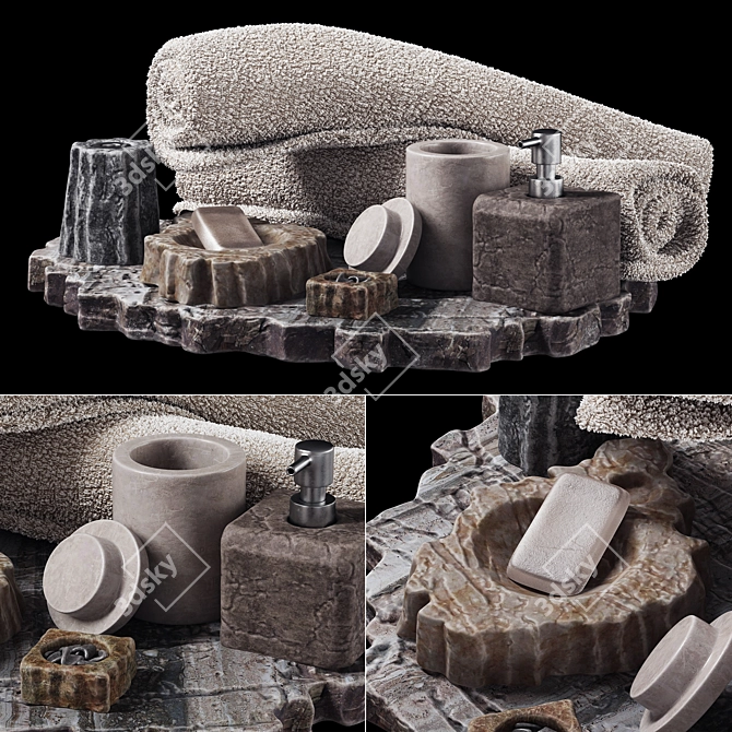 Stone Soap Dish | Bathroom Decor 3D model image 1