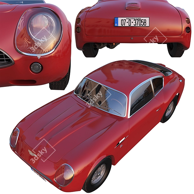 Vintage Aston Martin Zagato 1964 3D model image 3