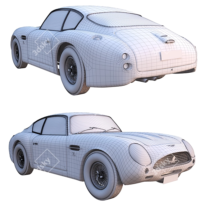 Vintage Aston Martin Zagato 1964 3D model image 5