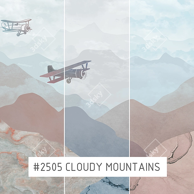 Cloudy Mountains | Eco Murals for Kids 3D model image 1