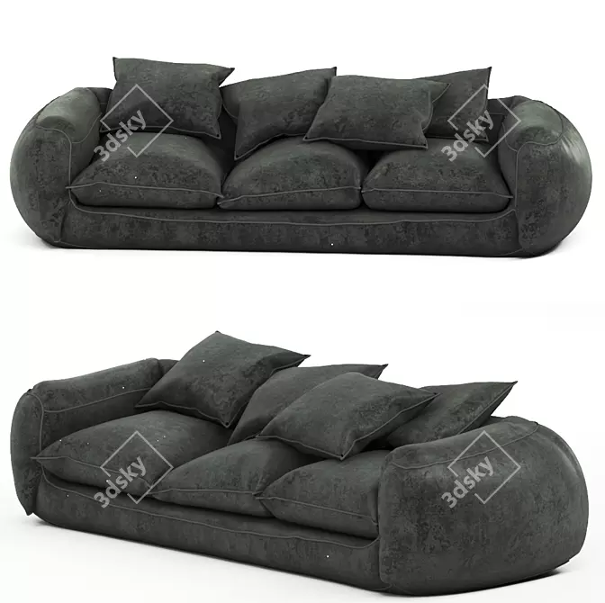 Modern Grey Fabric Sofa 3D model image 1