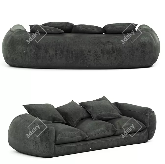 Modern Grey Fabric Sofa 3D model image 2