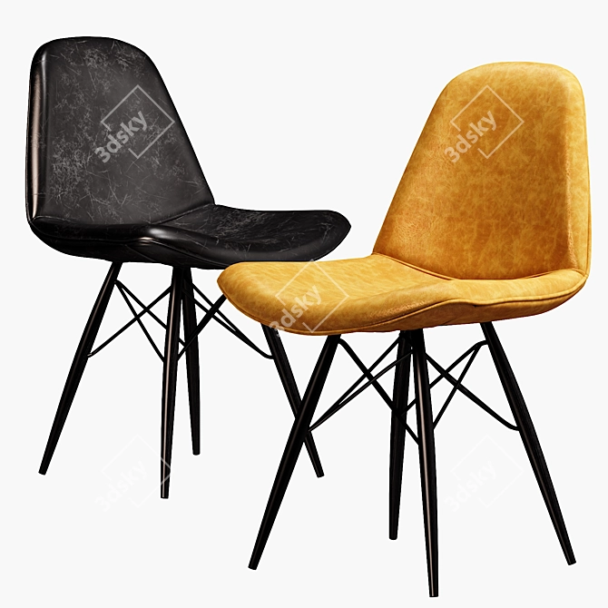 Sophisticated Leather Lucia Side Chair - Industry West 3D model image 1