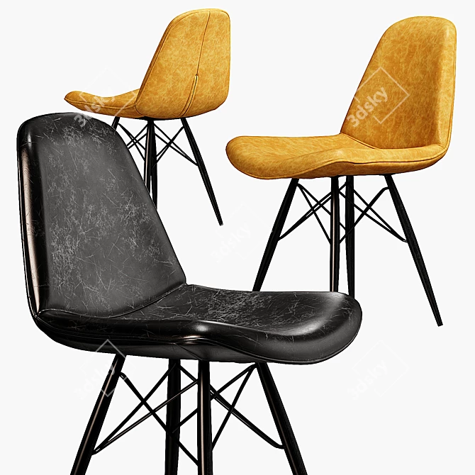 Sophisticated Leather Lucia Side Chair - Industry West 3D model image 2