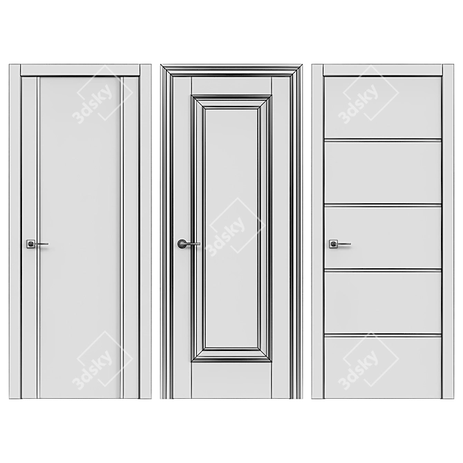 Modern Smooth V2 Door 3D model image 3