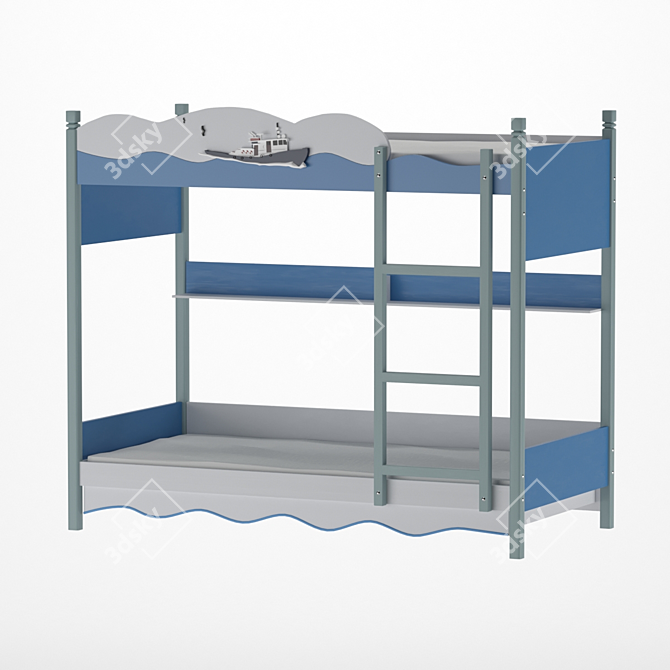 Kids' Nautical Bunk Bed 3D model image 1
