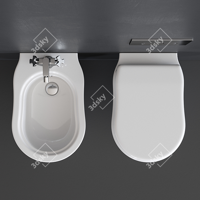 Efi Wall-Hung WC & Bidet Set 3D model image 4