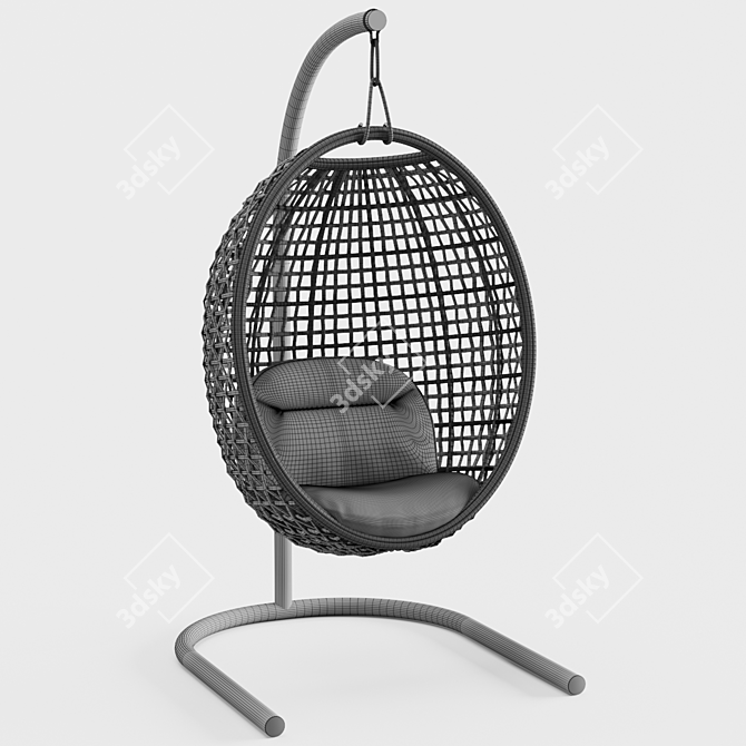 Gusto Rattan Hanging Chair - Stylish Outdoor Seating 3D model image 4