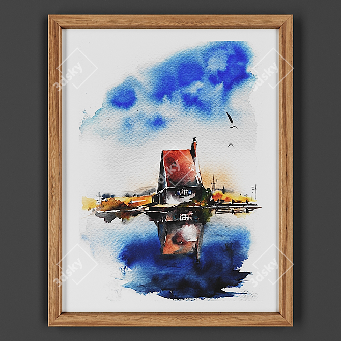 Title: Wooden Frame Painting 3D model image 1