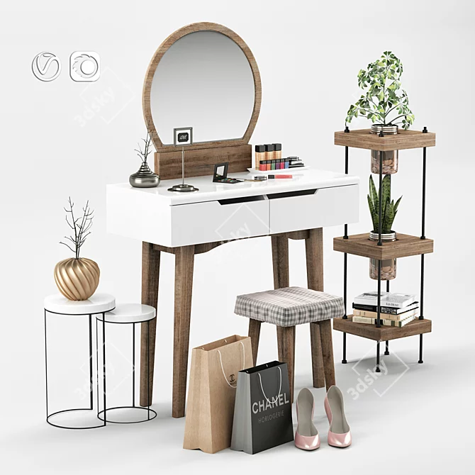 Elegant Arinze Vanity Set 3D model image 2