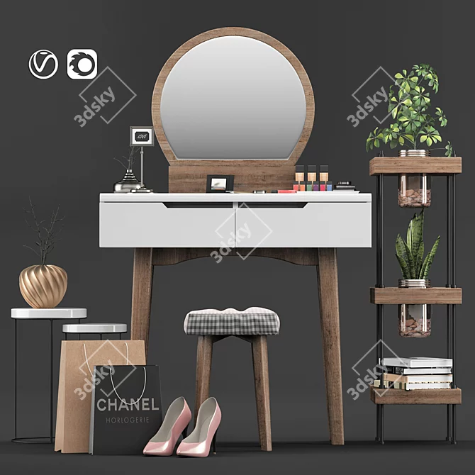 Elegant Arinze Vanity Set 3D model image 4