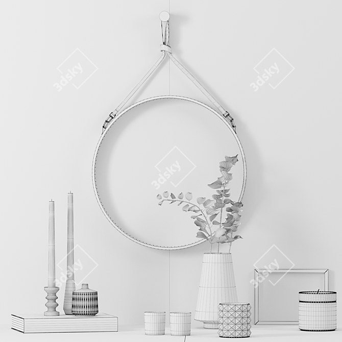 Elegant Eucalyptus Mirror Set 3D model image 3