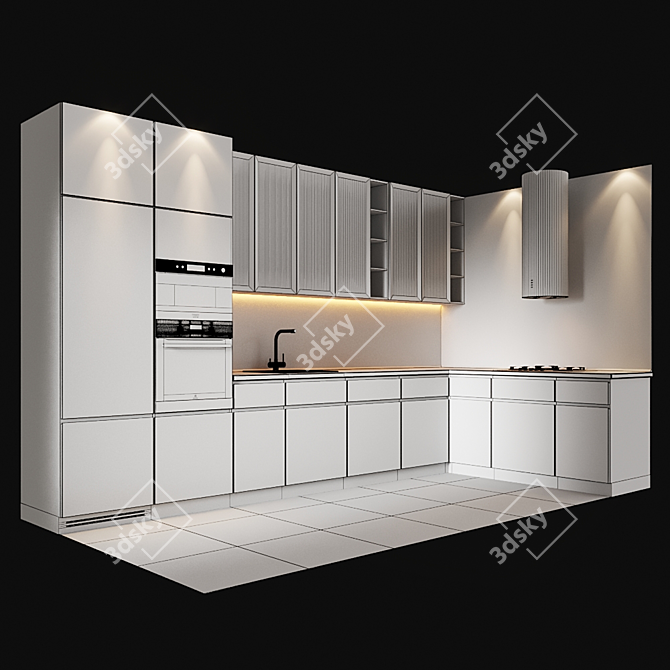 Ultimate Kitchen Set: Island Range Hood, Gas Cooktop, Oven, Microwave, Sink, Faucet 3D model image 3