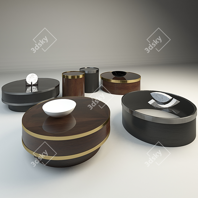 Modern Coffee Table with Three Material Options 3D model image 1