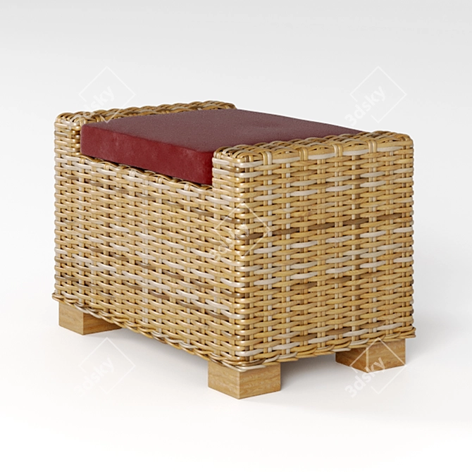 Title: Modern Ratan Stool - Stylish and Compact 3D model image 4