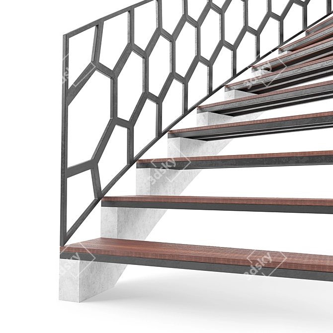 Sleek Spiral Staircase: V-Ray Rendered, Realistic Materials 3D model image 3