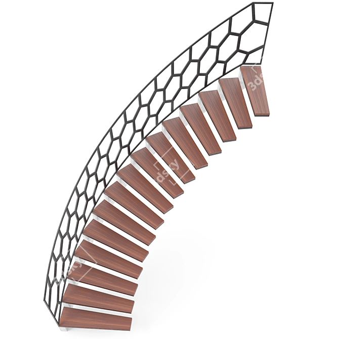 Sleek Spiral Staircase: V-Ray Rendered, Realistic Materials 3D model image 4