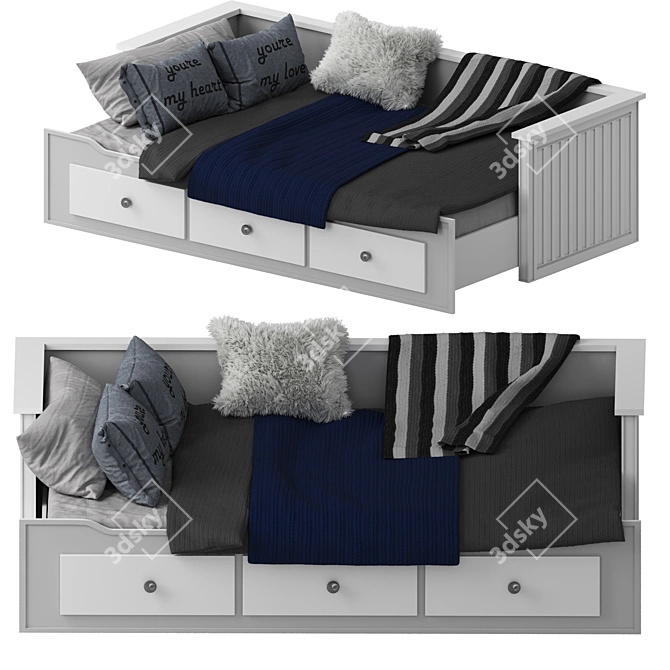 Corona Render Bed-2: High Poly, Unwrapped 3D model image 1