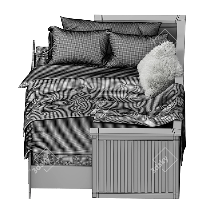 Corona Render Bed-2: High Poly, Unwrapped 3D model image 3