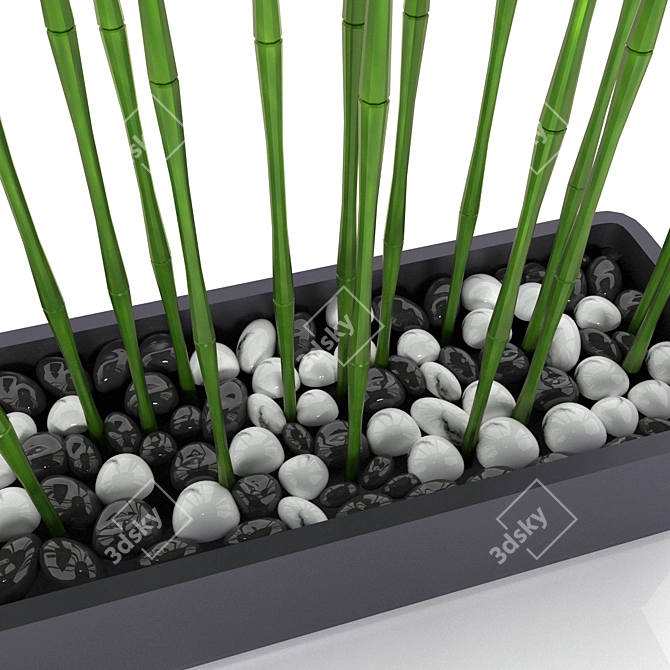 Natural Bamboo Garden Fence 3D model image 3