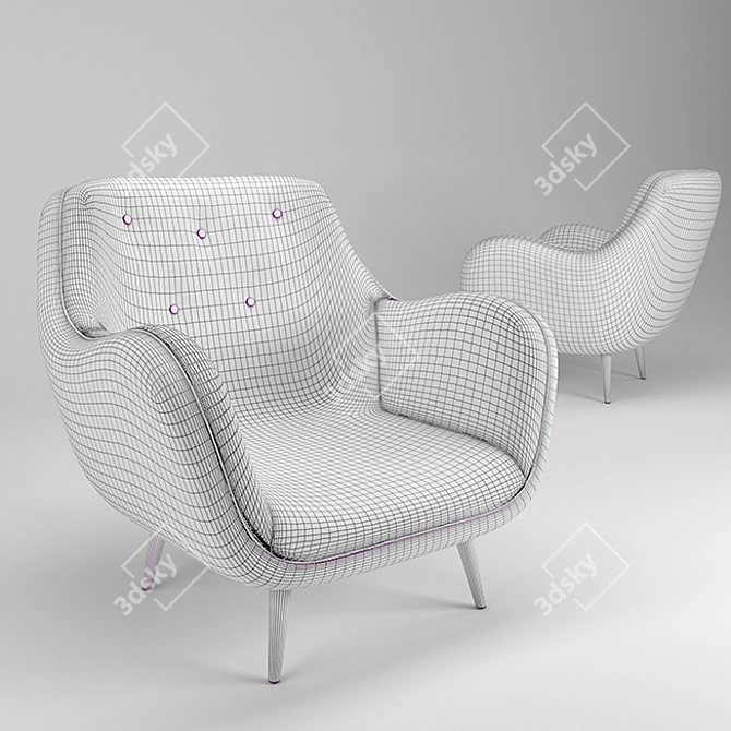 Vibrant Yellow-Red Arm Chair 3D model image 2