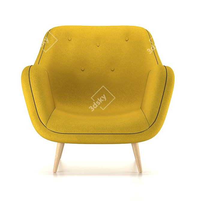 Vibrant Yellow-Red Arm Chair 3D model image 3