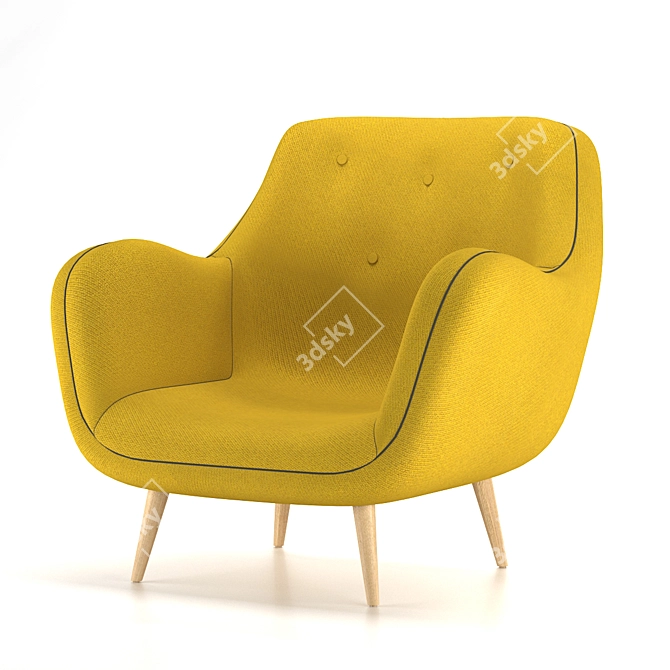 Vibrant Yellow-Red Arm Chair 3D model image 4