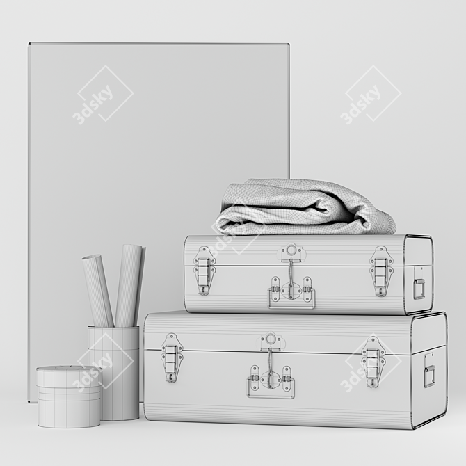 Vintage-inspired Elori Suitcase Chest Set 3D model image 3