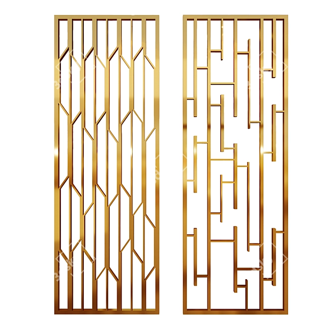 Gold Brass Decorative Partition 3D model image 1