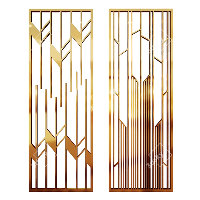 Golden Brass Decorative Partitions 3D model image 1