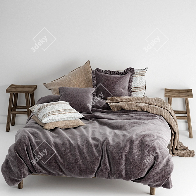 Elegant Bedroom Set: Perfectly Detailed & Ready-to-Use 3D model image 1