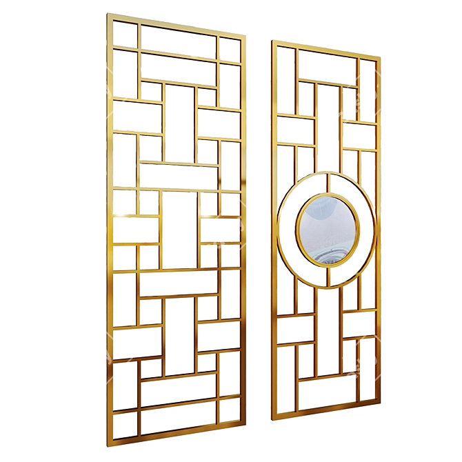 Golden Brass Decorative Partitions 3D model image 2