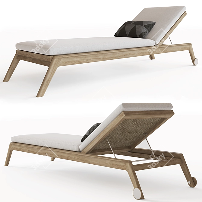 Luxury Malta Teak Chaise 3D model image 1