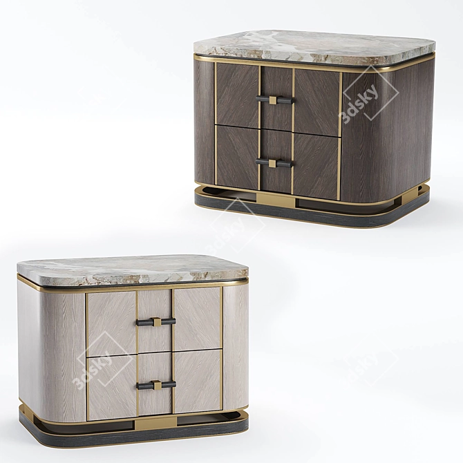Elegant Ashi Marble Bedside Table 3D model image 1