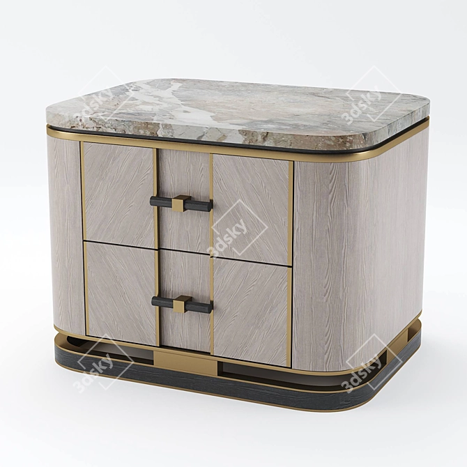 Elegant Ashi Marble Bedside Table 3D model image 2