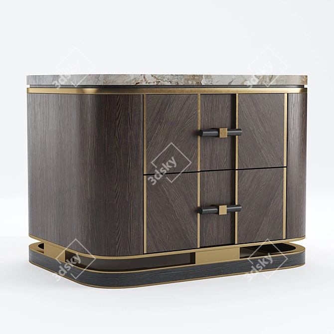 Elegant Ashi Marble Bedside Table 3D model image 3