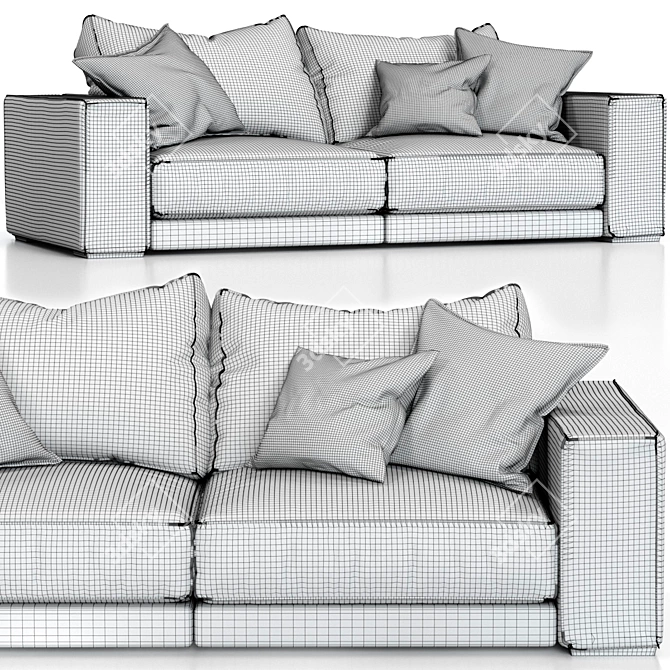 Sleek Budapest Leather Sofa 3D model image 3