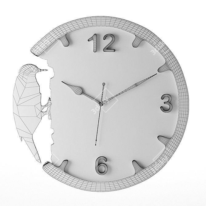 Woodpecker Decor Wall Clock: Elegant & Functional 3D model image 2