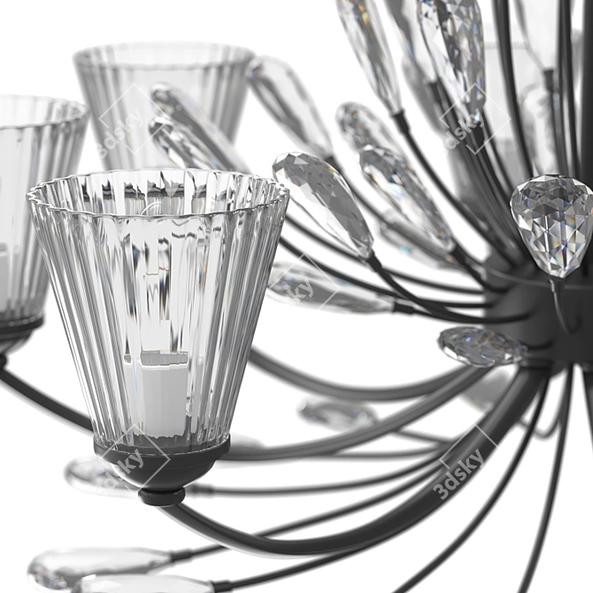 Modern Floral Crystal Chandelier 3D model image 2