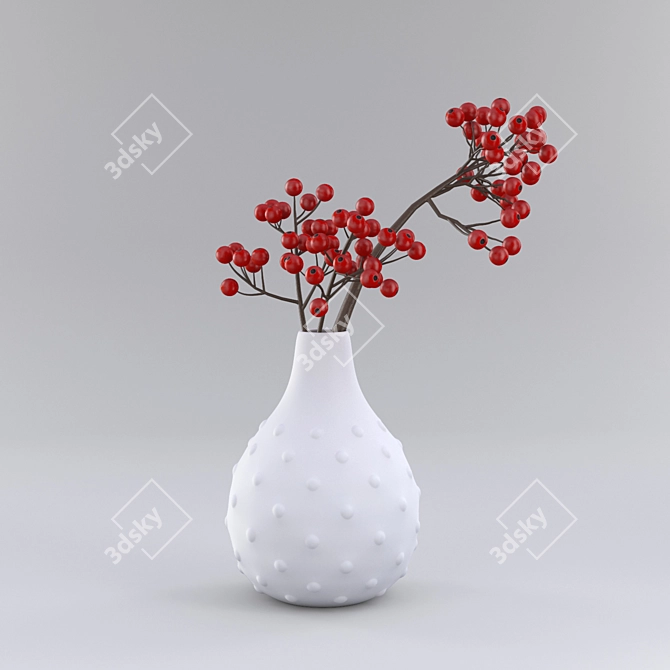 Berry Branch Vase: Stunning Decor Piece 3D model image 1